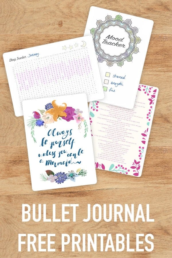 Download your bullet journal free printables today. Cover pages, mood trackers, sleep trackers and journalling prompts for your BUJO.