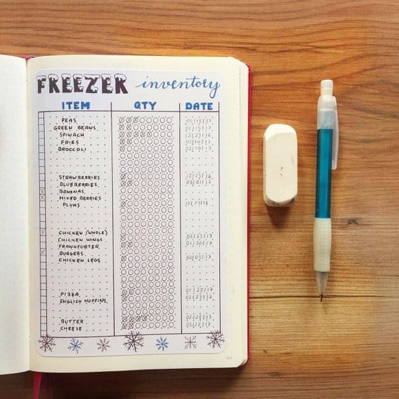 Bullet Journal Freezer Inventory