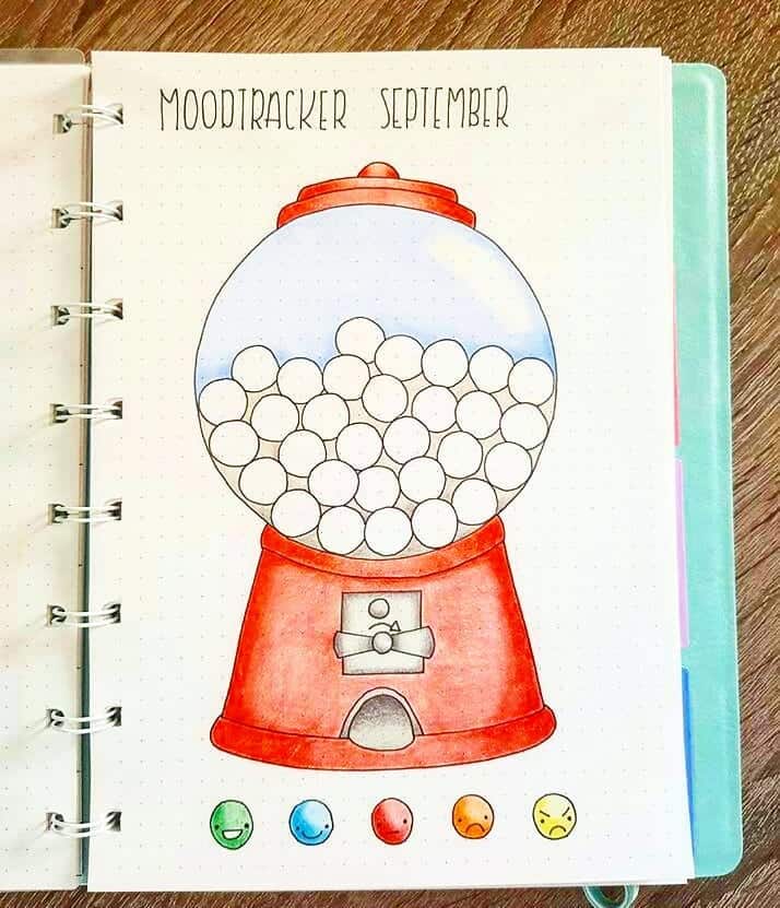 Bullet Journal Gumball Machine Mood Tracker