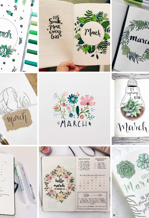 Bullet Journal March Cover Pages F