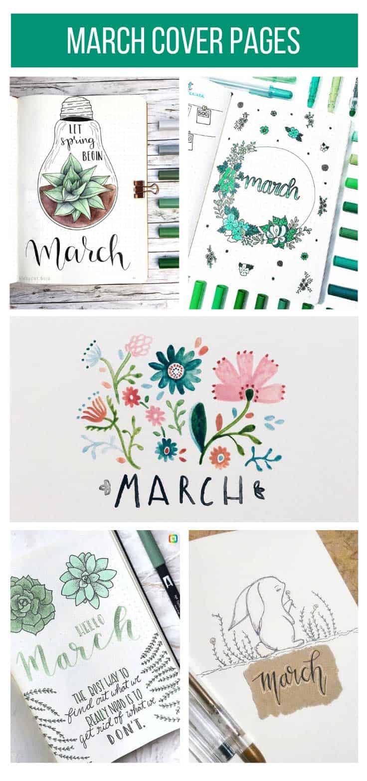 How cute are these bullet journal March cover pages?