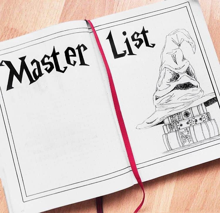 Bullet Journal Master List Harry Potter Sorting Hat