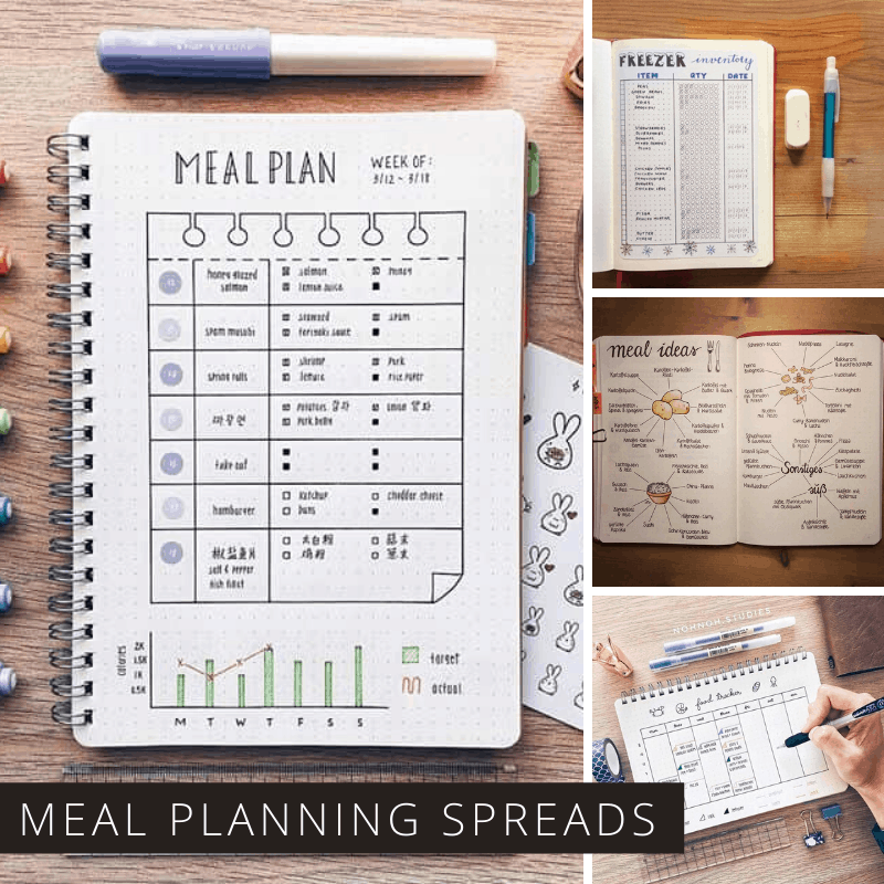 These meal planning bullet journal spreads are just what I need to take the stress out of dinner prep!
