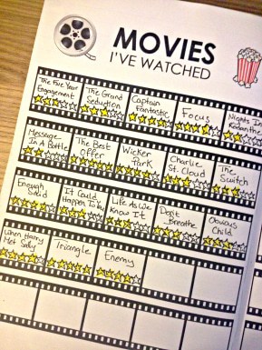 Bullet Journal Movie Tracker Printable