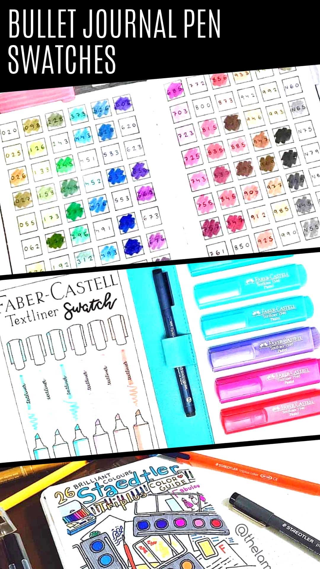 These bullet journal pen swatch spreads are just what you need to keep track of your favorite journaling pens! #bulletjournal