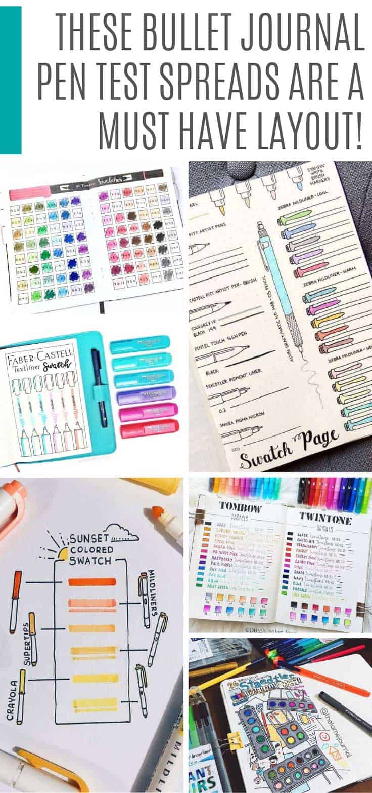 These bullet journal pen test layouts are perfect for keeping track of all of your journaling pens! #bulletjournal