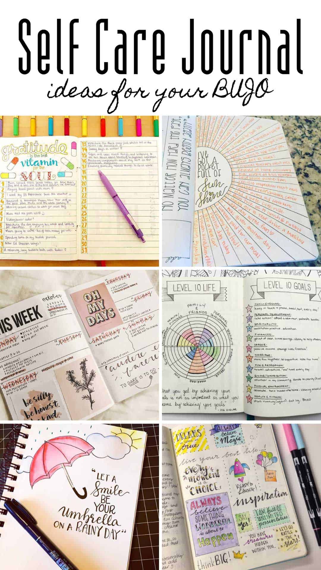 These bullet journal self care journal ideas are just what you need to be more mindful and take care of your mental health and wellbeing #bulletjournal #selfcare #journaling