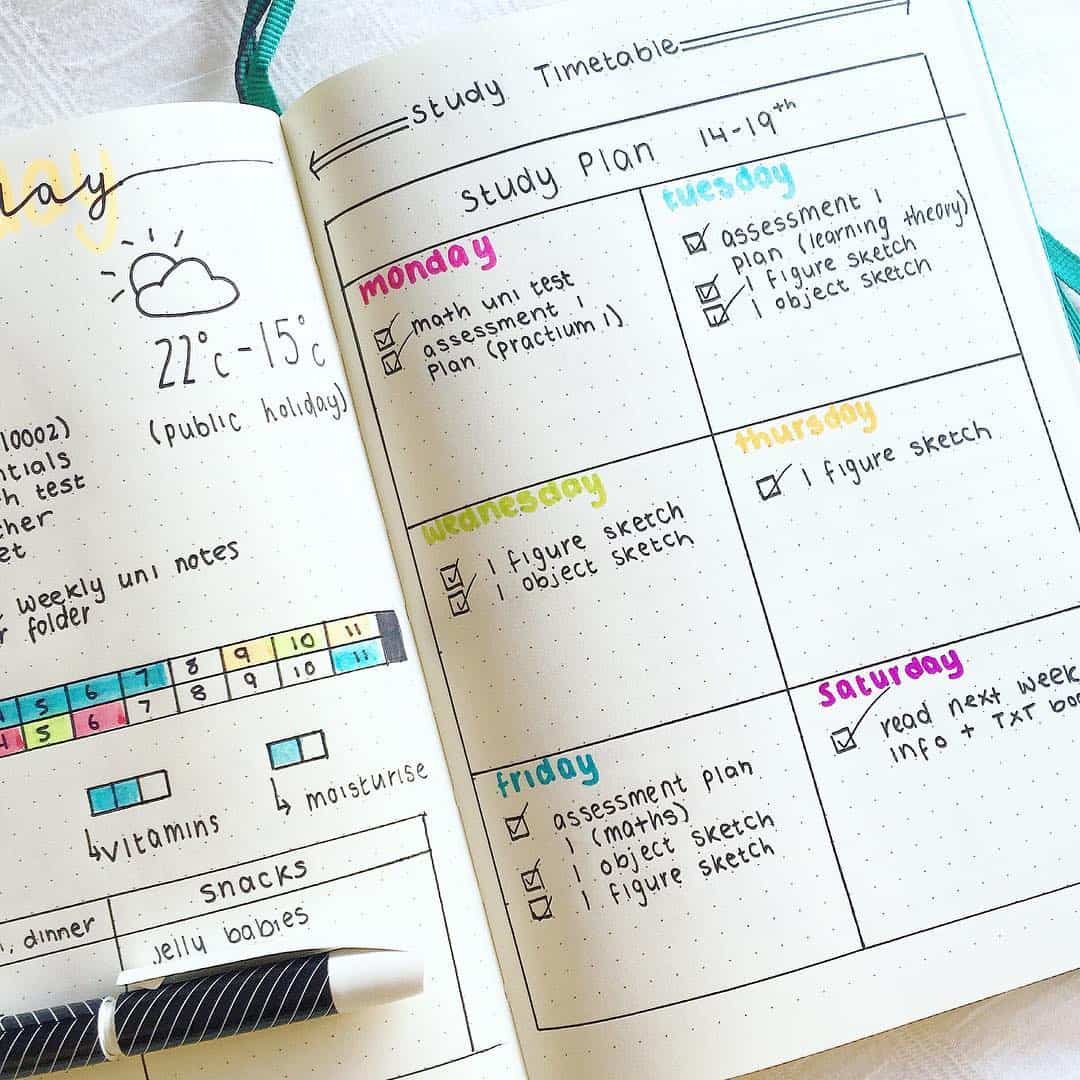 Bullet Journal Study Plan Checklist