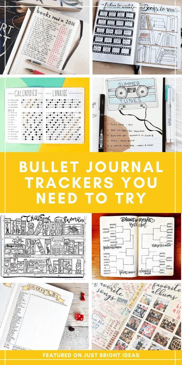 You are going to love these bullet journal tracker layouts - so many great ideas for keeping track of your favorite albums, childhood books, what you're reading now and so much more!