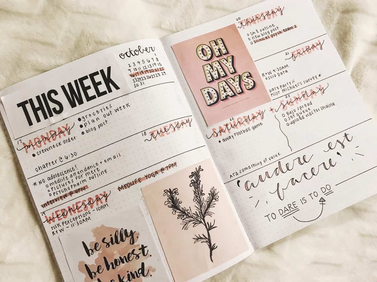 Bullet Journal Weekly Spread Quotes