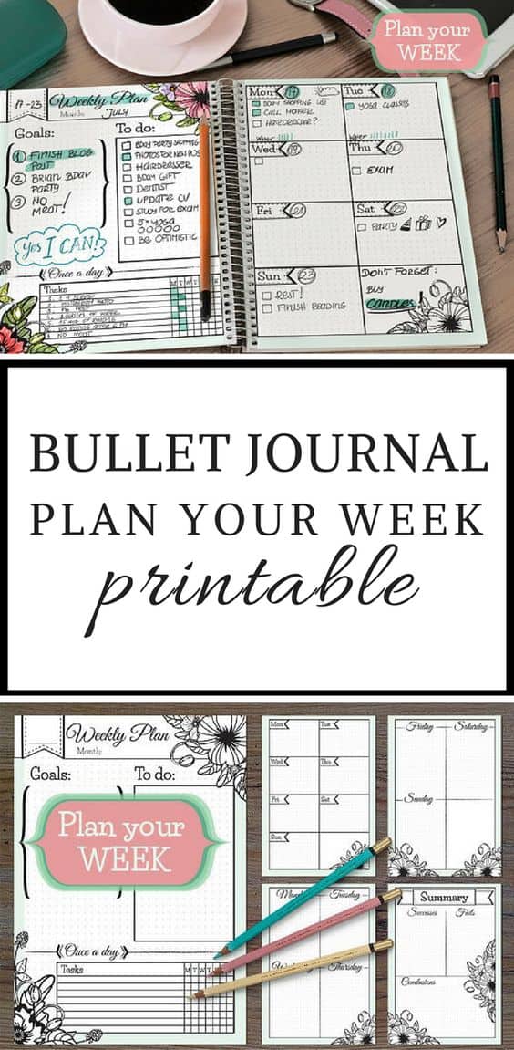 Bullet Journal weekly planner printable