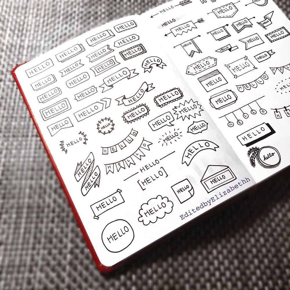 Bullet journal header doodle ideas