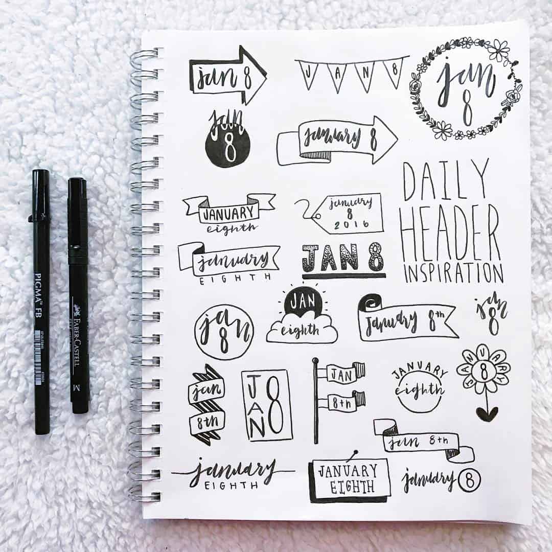 Bullet journal header page