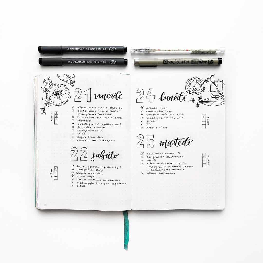 Bullet journal rapid logging example