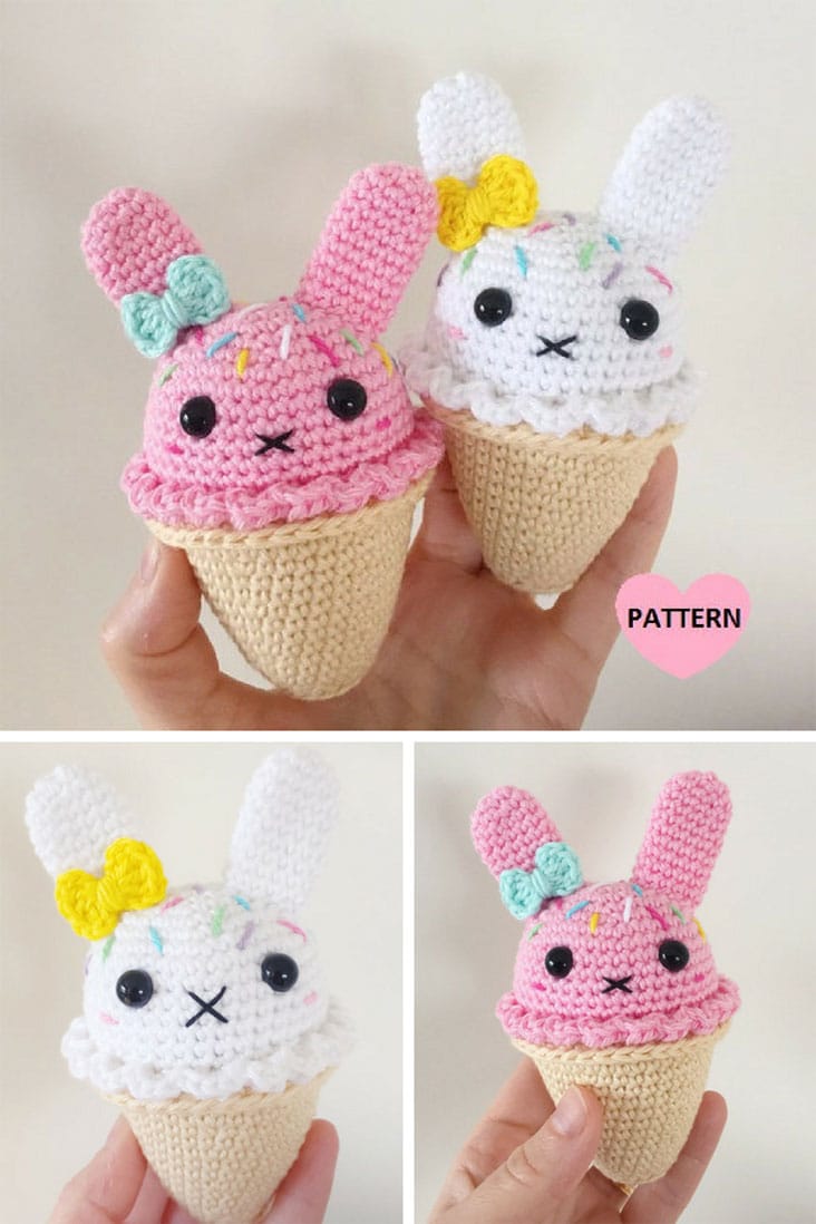 Bunny Ice Cream PDF Pattern, amigurumi, crochet