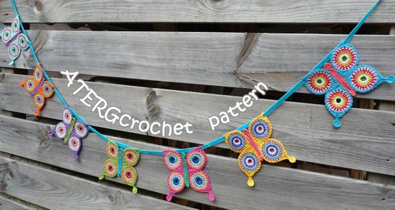 Crochet Butterfly Banner