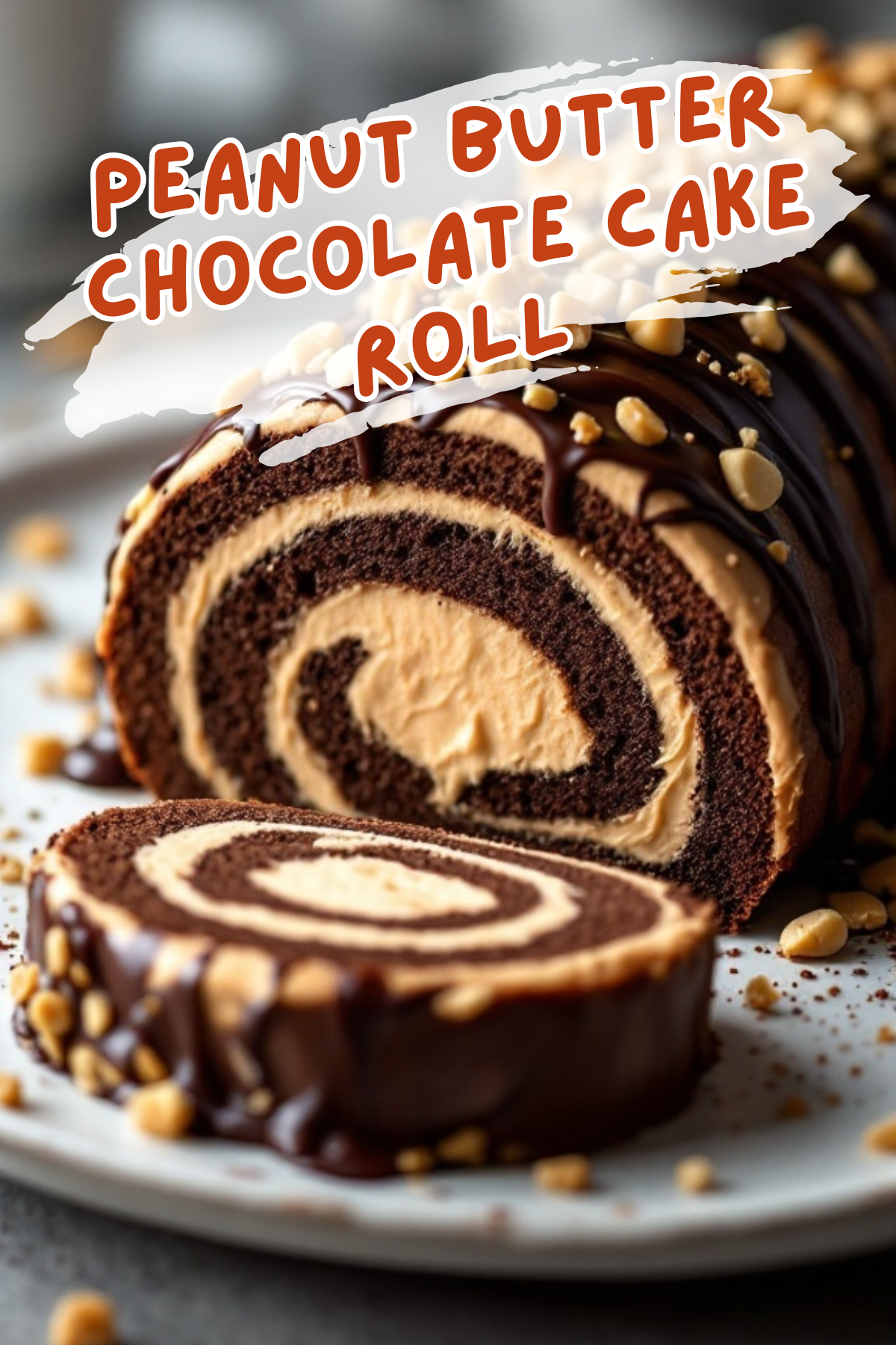 This Peanut Butter Chocolate Cake Roll is a delightful treat that combines rich chocolate cake with creamy peanut butter filling. The rolled cake is drizzled with chocolate ganache and topped with crunchy peanuts, making every bite a tasty experience. Perfect for parties or just a sweet snack, it's sure to impress anyone who tries it!