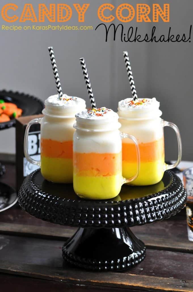 Candy Corn Milkshake Recipe for Halloween - Super easy to make and perfect for a Halloween Party!