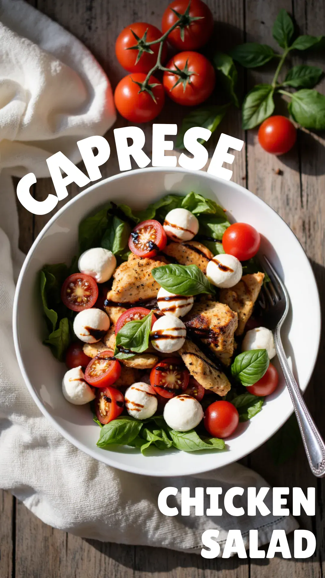 A fresh and easy Caprese Chicken Salad with all the summer flavors you love. Quick, light, and satisfying!