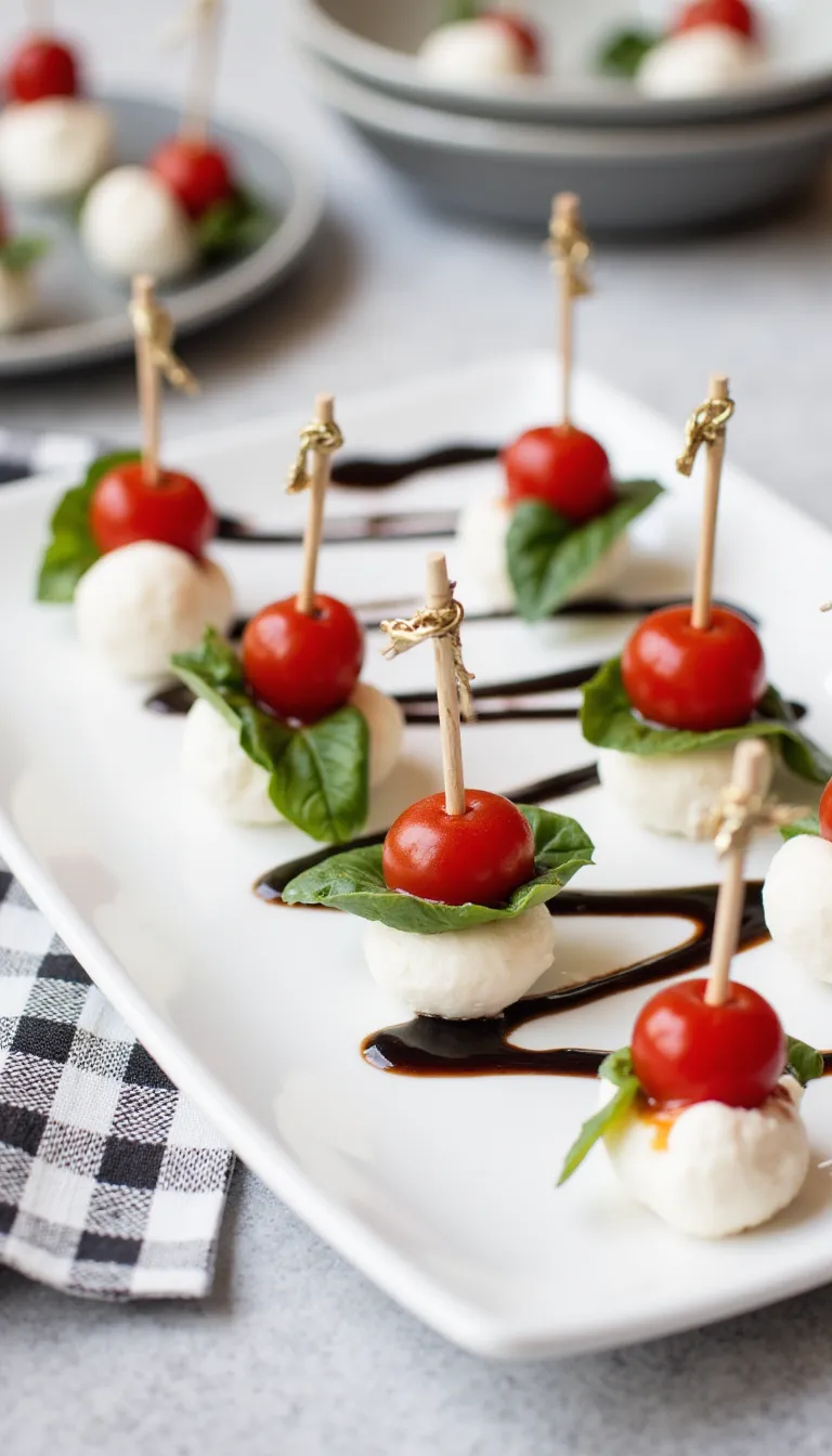 These Caprese Salad Skewers are the perfect toothpick appetizer for a summer party—fresh, easy, and always a hit!