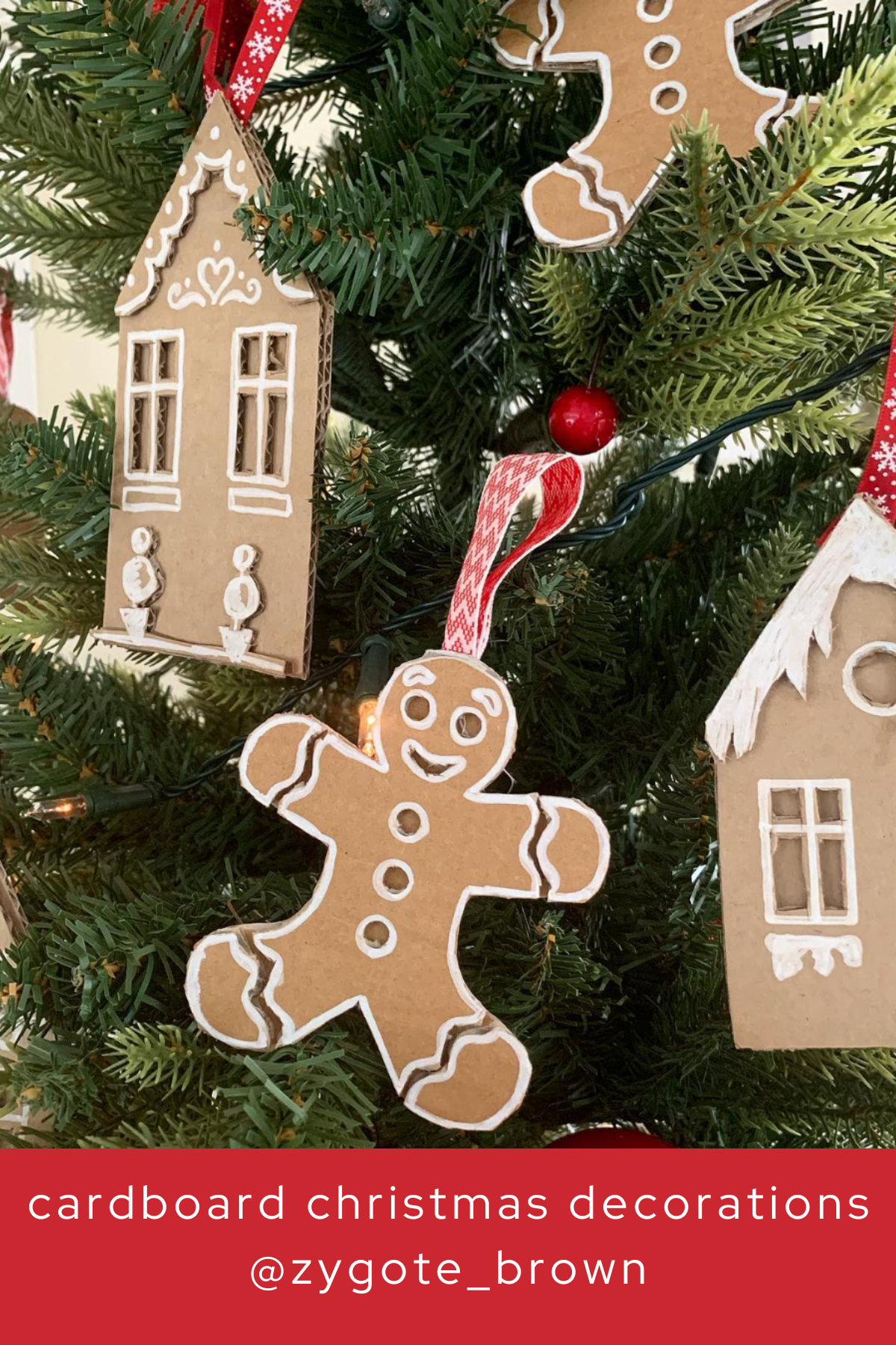 These delightful gingerbread-style decorations feature houses and smiling gingerbread men, perfect for hanging on the Christmas tree. With their intricate white designs, they look just like cookies but last far longer!