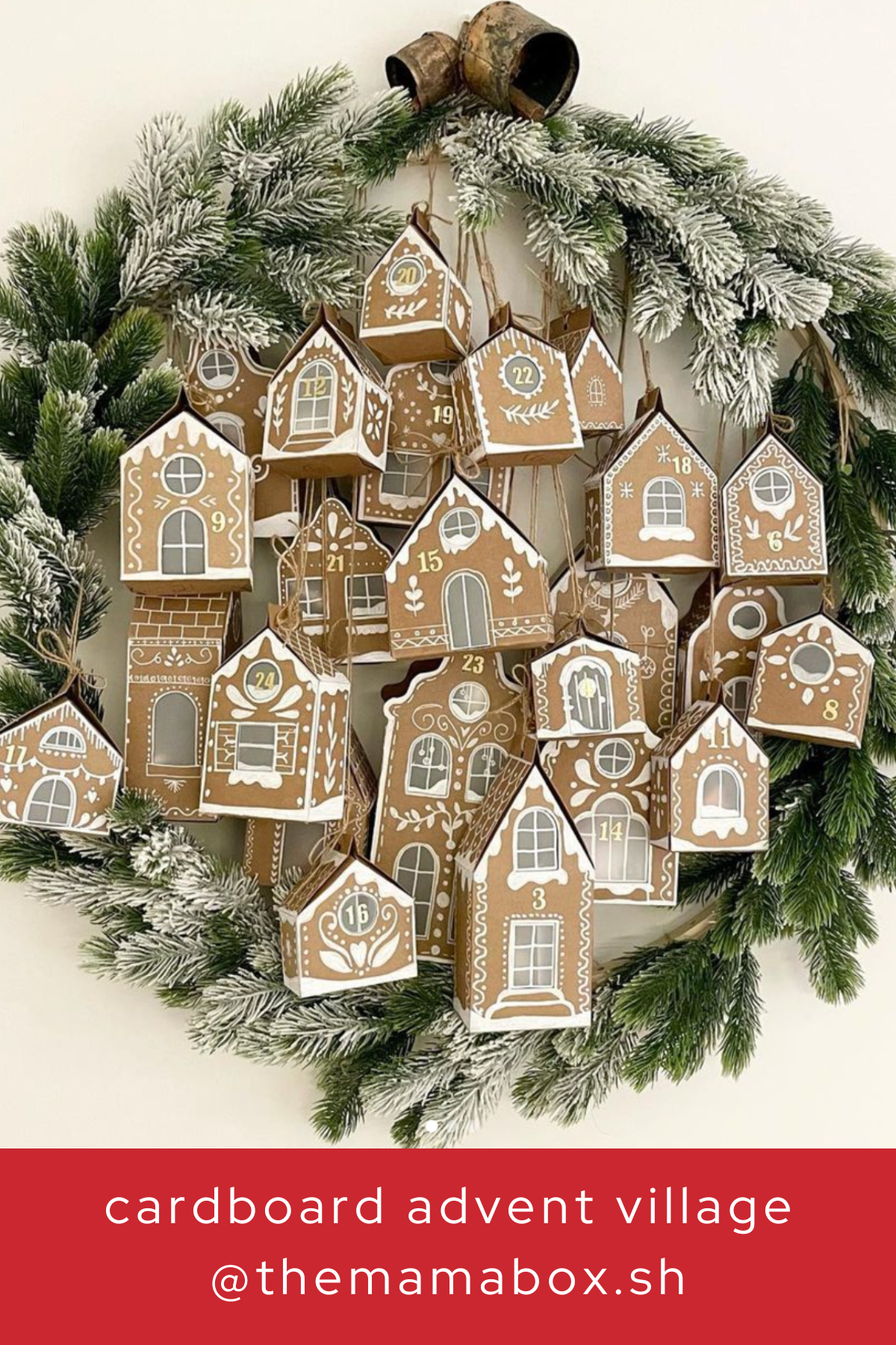 This stunning advent calendar features a cardboard village with 24 little houses, each adorned with intricate white details. Perfect for adding treats or surprises, it’s a fun and decorative way to count down to Christmas.