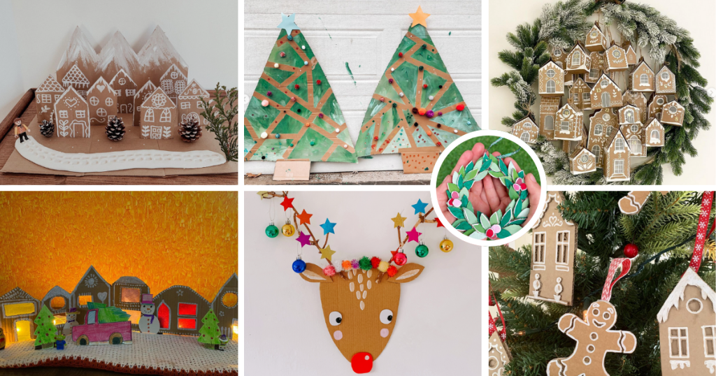 ?? Adorable and sustainable! Try these cardboard Santa, reindeer, and gingerbread crafts for a handmade holiday. ? #HandmadeChristmas #SustainableCrafts #DIYChristmas