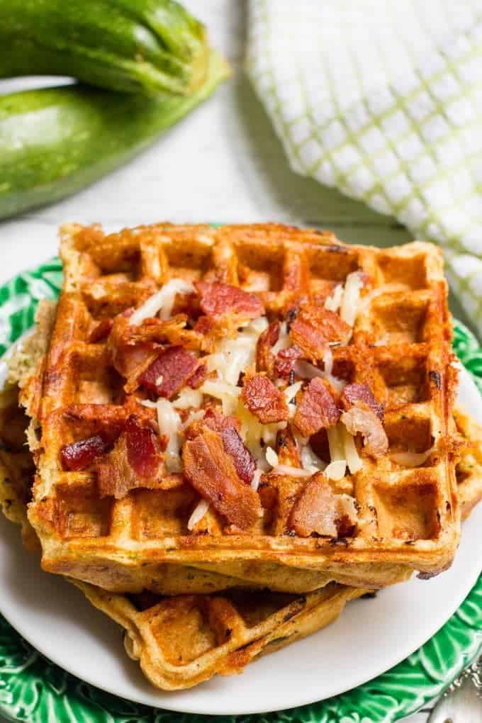 Cheese and Bacon Savory Waffles