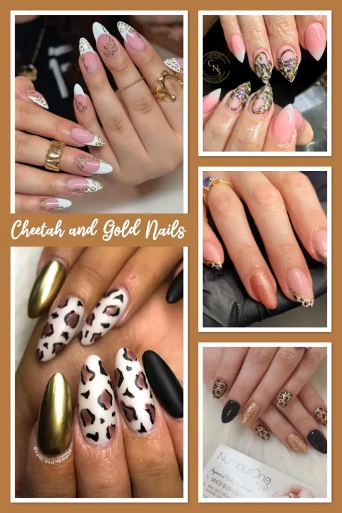 Wildly Elegant: Cheetah and Gold Nail Inspo You’ll Love - Add a little sparkle to your next mani with these classy cheetah print nails! Think nude bases, gold foil details, and glam leopard nail art. #GoldLeopardNails #CheetahPrintNailDesigns #SimpleCheetahNails
