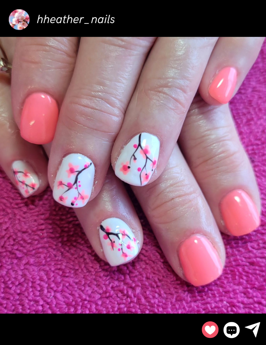 You're about to see cherry blossom nails everywhere thanks to Hailey