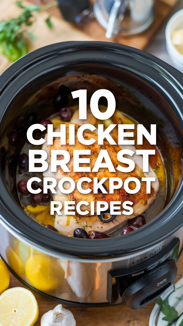 10 Easy Chicken Breast Crockpot Recipes for Stress-Free Dinners 🍗✨Say goodbye to dinner stress with these effortless crockpot chicken recipes. Each one is packed with flavor and perfect for busy nights when you need a meal that practically cooks itself!