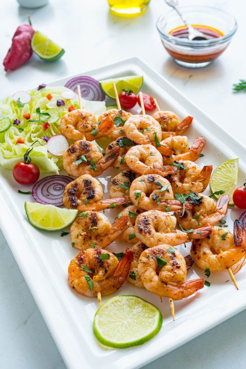 Spice up your summer with these gluten-free chipotle lime shrimp skewers! Serve them hot off the grill as an appetizer, a delightful addition to your garden salad, or tucked into tasty shrimp tacos. Let's get grilling! ??? #SummerEats #HealthyRecipes