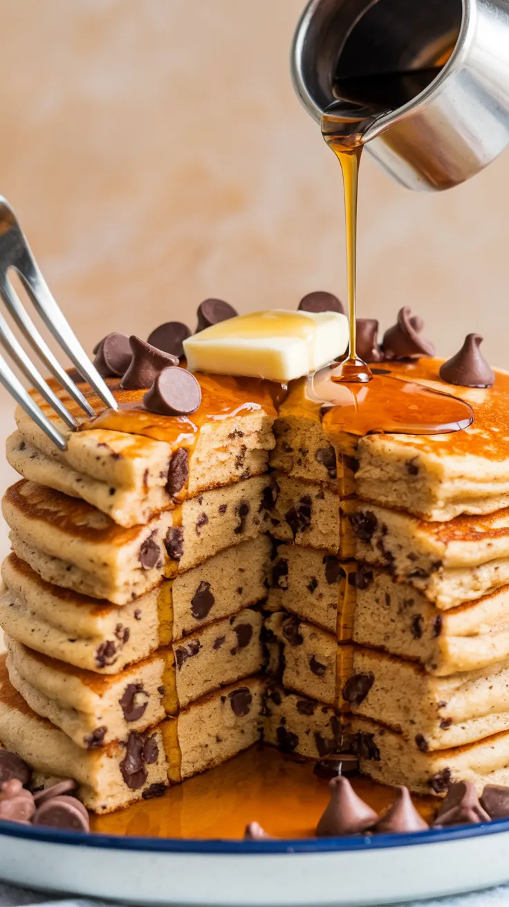 Who says pancakes are just for breakfast? These fluffy chocolate chip pancakes make dessert feel extra special. Serve with a drizzle of maple syrup or a dusting of powdered sugar for the ultimate weekend treat.