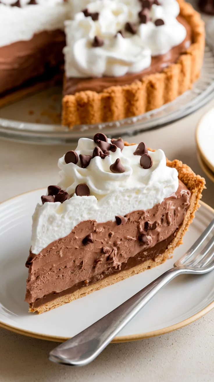 This no-bake pudding pie is a chocolate lover’s dream! A creamy chocolate chip filling sits inside a buttery graham cracker crust, making it the perfect make-ahead dessert for holidays, birthdays, or any time you need an easy, crowd-pleasing treat.