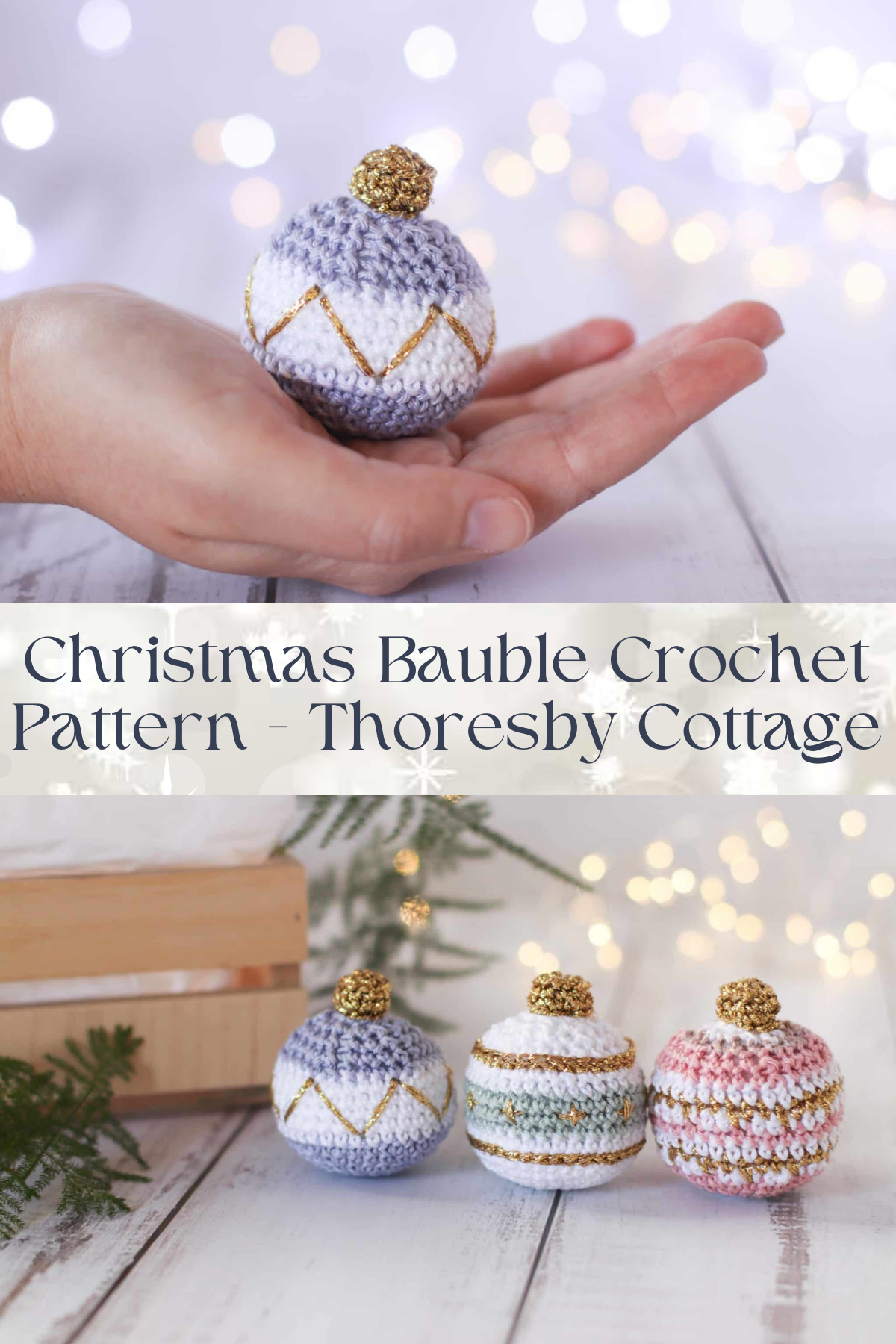 These cute baubles are the perfect quick project to add a handmade touch to your tree. You can use different yarns and colors to make them uniquely yours, and they make lovely holiday gifts too!