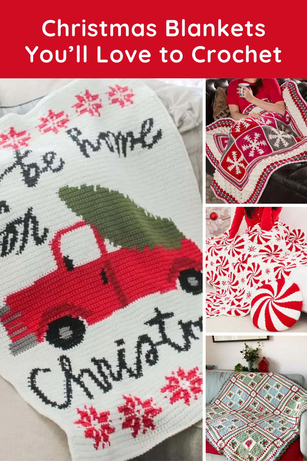 Explore a collection of beautiful Christmas crocheted blankets 🎄 With free patterns ranging from intricate to simple, you'll find the perfect afghan to spread holiday cheer. Stitch one for your home or gift a loved one this season #CrochetGiftIdeas #ChristmasBlanket