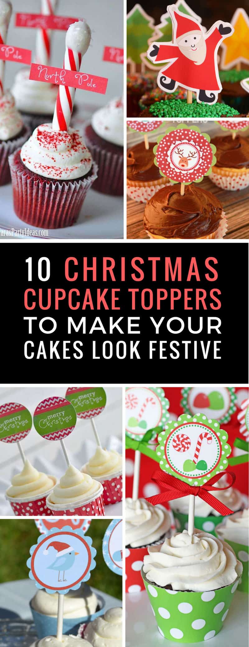 Need festive cupcakes but no time to bake? Don't panic! Just buy some cupcakes at the store and then add some of these free cupcake toppers to make them look totally festive! | Cupcake Toppers | Christmas | Just Bright Ideas