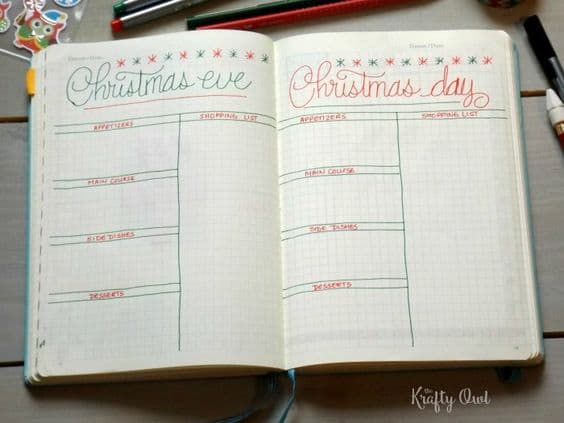 Christmas Day Planning in my Bullet Journal
