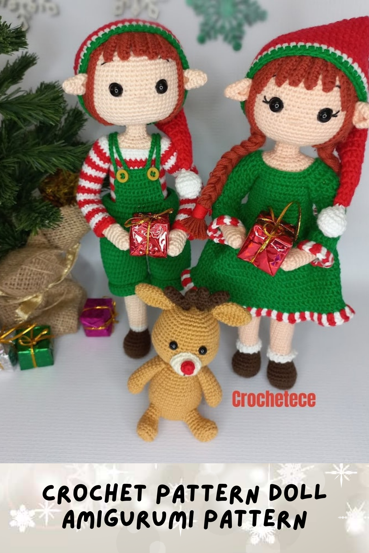 This listing gives you a detailed pattern to create a cute, doll-like Christmas elf. With its adorable outfit and festive colors, this elf makes a lovely holiday companion or decoration. It’s a bit more complex, so it’s great for intermediate crocheters looking for a fun challenge!