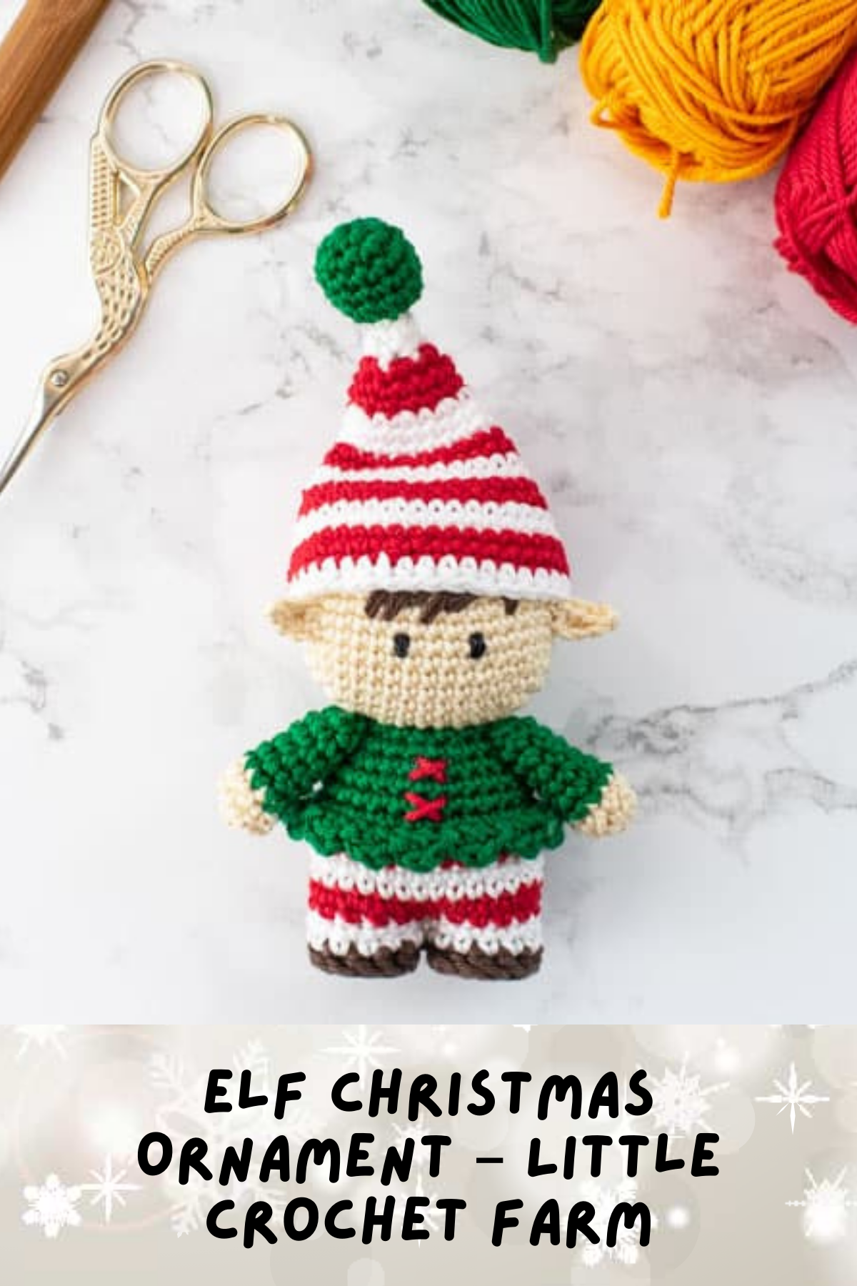 If you’re looking for a quick and festive crochet project, this tiny elf ornament pattern is the one! It's designed to be an easy beginner-friendly pattern that works up quickly, making it ideal for last-minute holiday crafting. Perfect for hanging on the tree or giving as little gifts.