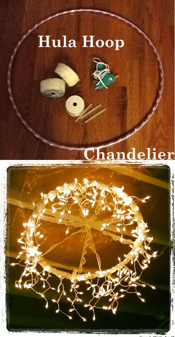 Make a Christmas Chandelier from a Hula Hoop