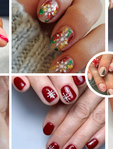 ? Simple, cute, and totally festive! These Christmas nail art ideas are perfect for shorter nails. #NailArtIdeas #ChristmasDecor #ShortNailInspo