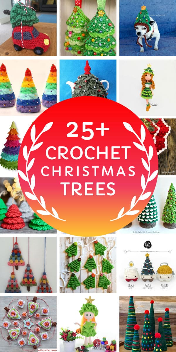 Loving these Christmas Tree crochet projects! So many ideas from garlands and ornaments to gift tags and even dolls - oh and dog hats! #christmas #crochet #crochetpatterns