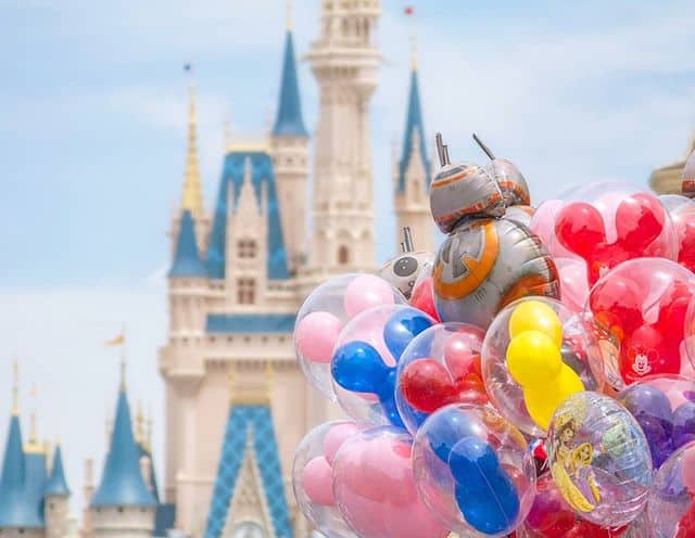 Cinderella Castle Behind Balloons