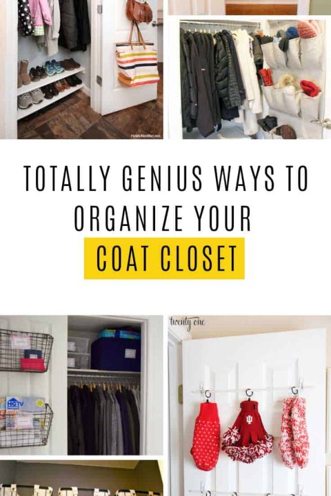 If your front closet is cluttered and disorganized it's time to give it some TLC and turn it into a coat closet your guests will be jealous of! These hacks are easy to do on a weekend. #organization