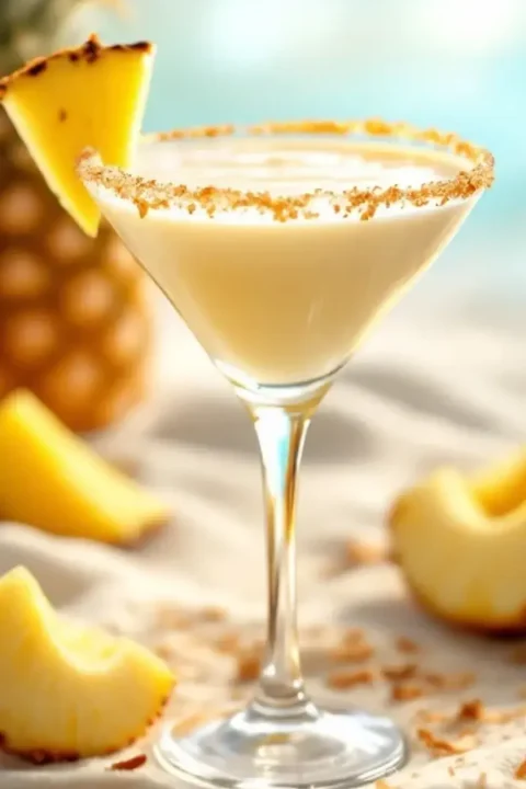 If a tropical vacation could fit in a martini glass, this Coconut Pineapple Martini would be it. Creamy coconut, sweet pineapple, and smooth vodka come together for a luscious, beachy cocktail that’s basically piña colada meets martini. Whether you're dreaming of a getaway or just want a sip of something fun, this one’s a must-try!