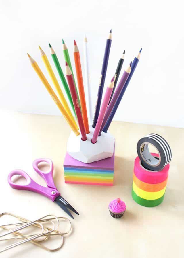 Geometric Clay Pencil Holder