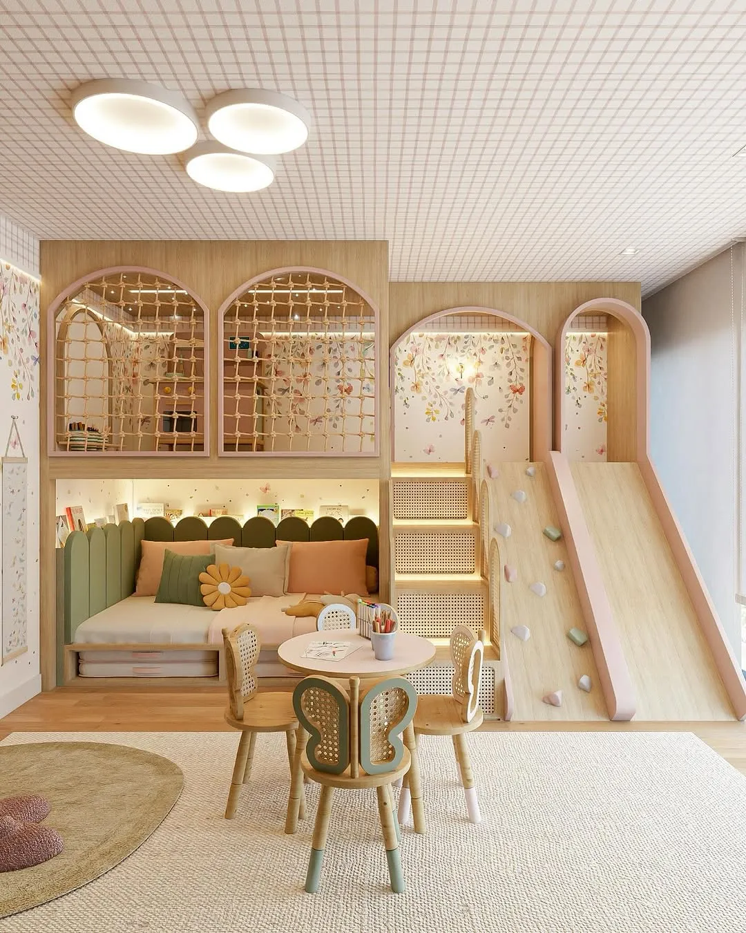 "The Ultimate Play Loft" – With a climbing wall, slide, and cozy reading nook, this lofted play area packs in fun and functionality for every kind of adventure.