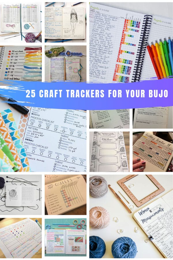 So many creative craft trackers for your bullet journal! Stay on track of your knitting, crochet, sewing and quilting projects with these clever ideas! #bulletjournal #crafts #trackers #bujo