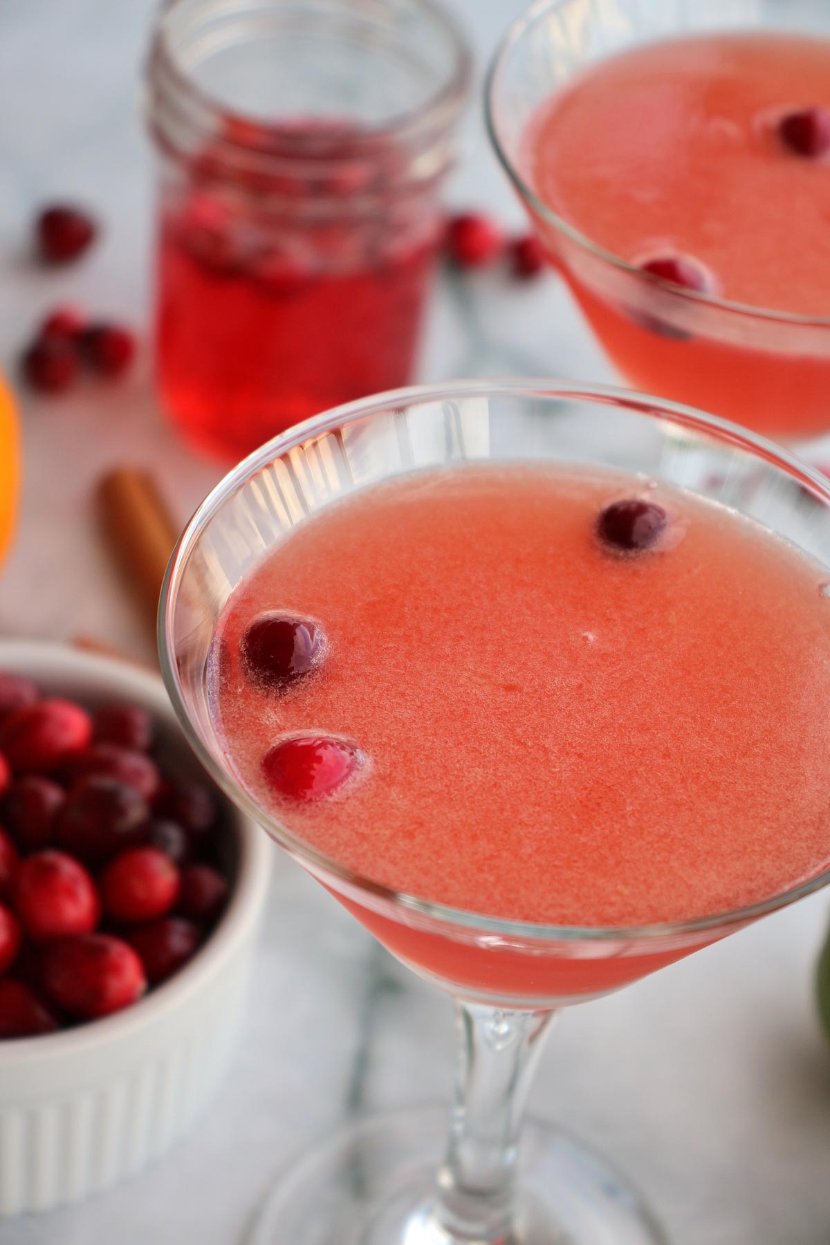 A festive take on the daiquiri, this drink is made with fresh cranberry flavor and rum, giving it a lovely balance of sweet and tart. A refreshing pre-dinner option!